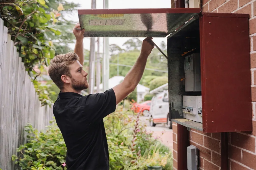 Electrician installing downlights in a Edgecliff home